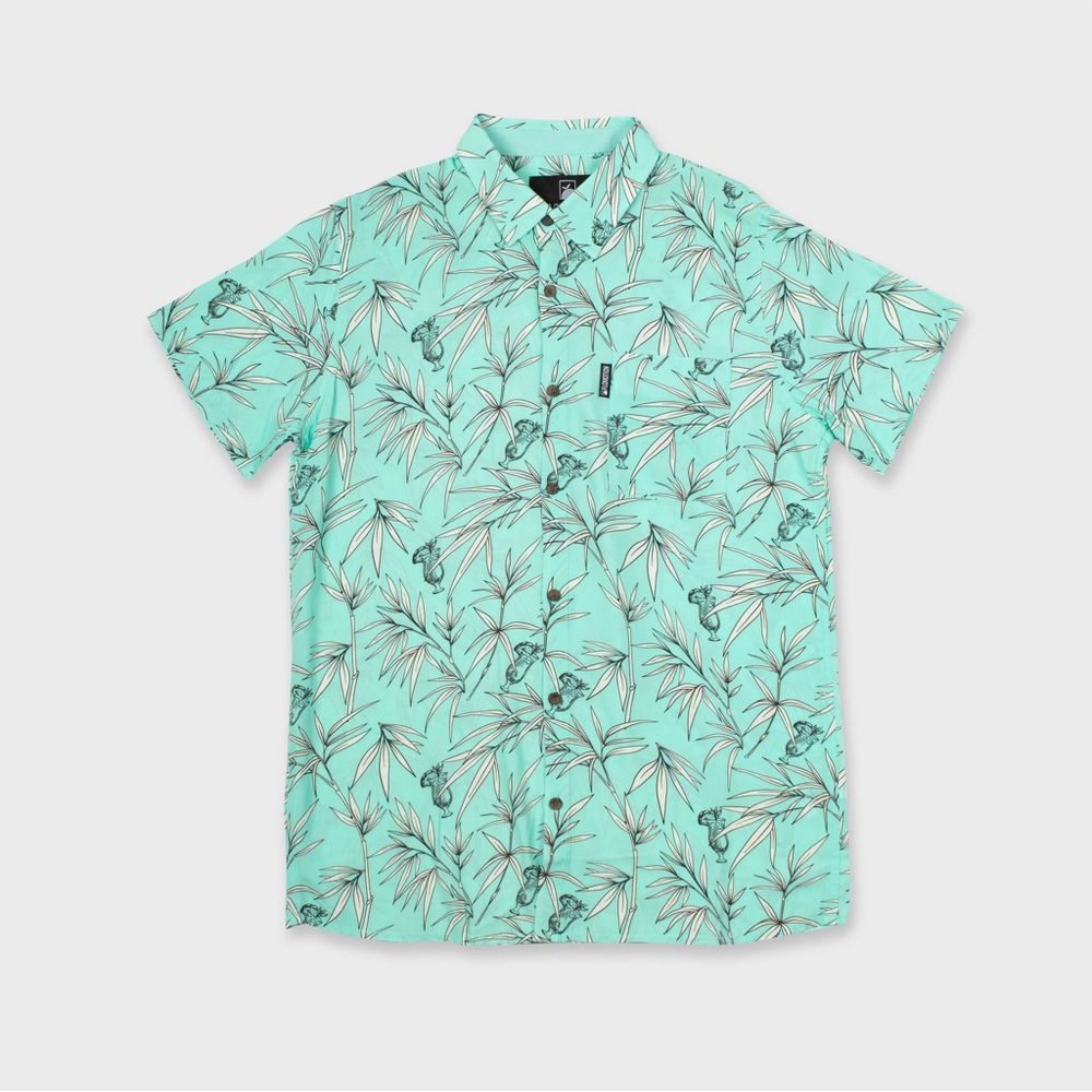 Flomotion Rum Club Woven Button Shirt Green Small